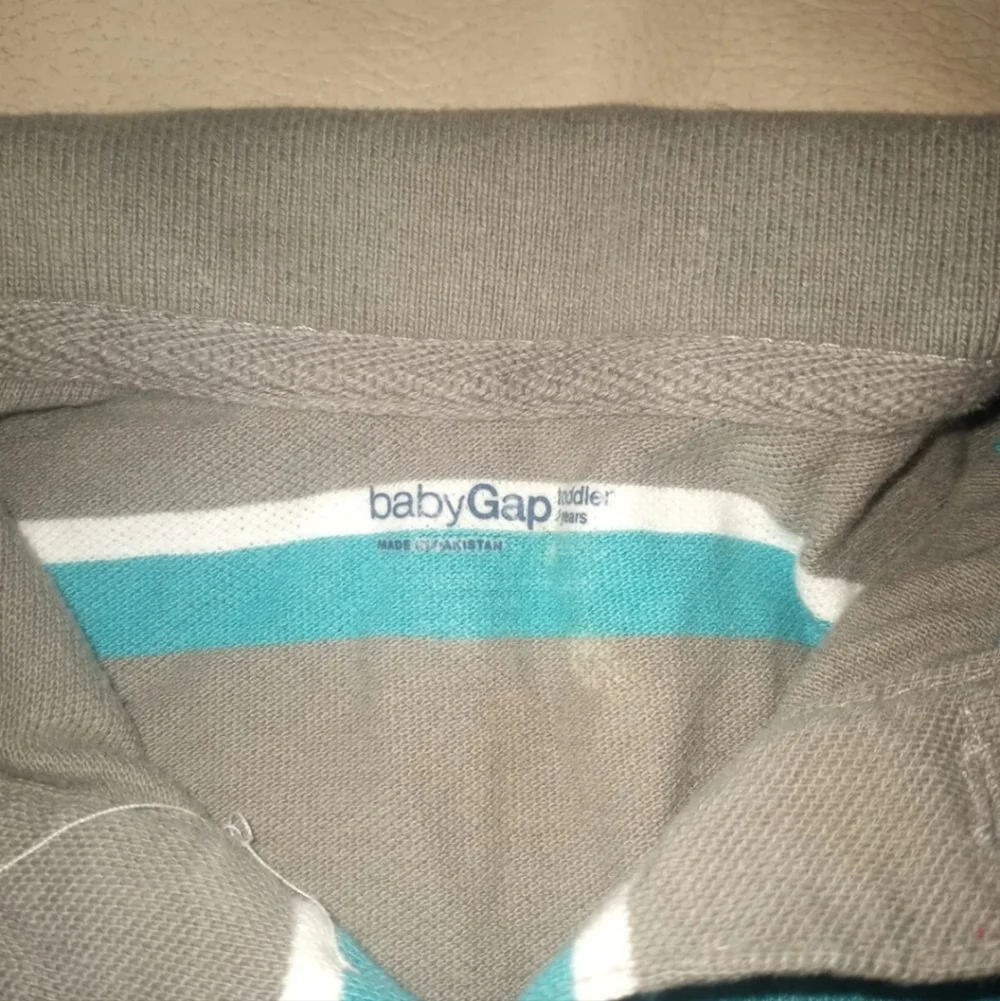 Baby Gap boys gray, white, aqua Striped Polo Shirt size 24 months